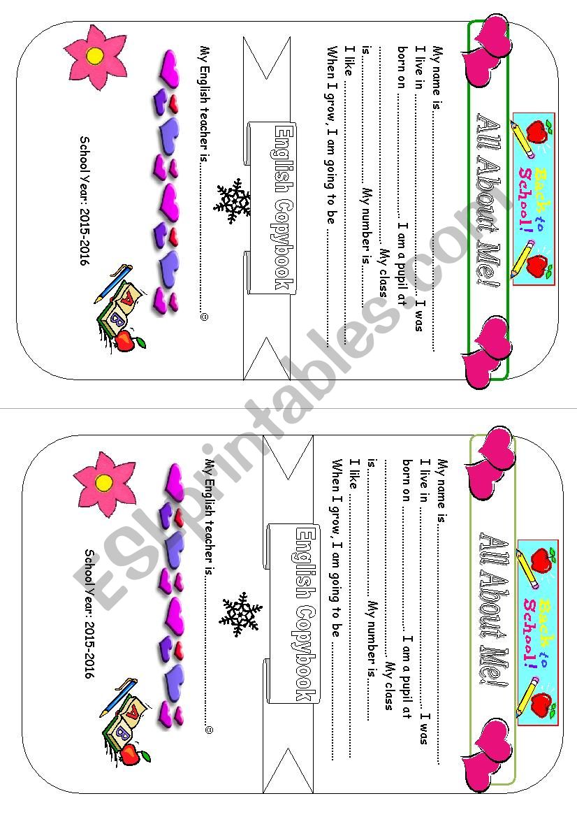 Copybook cover 2 worksheet