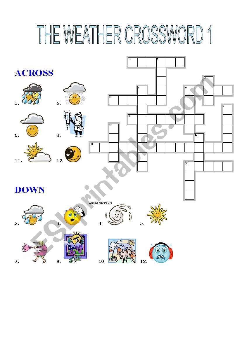 THE WEATHER CROSSWORD 1 worksheet