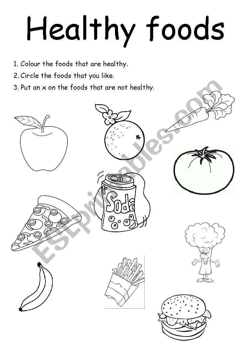 free printable worksheets healthy food