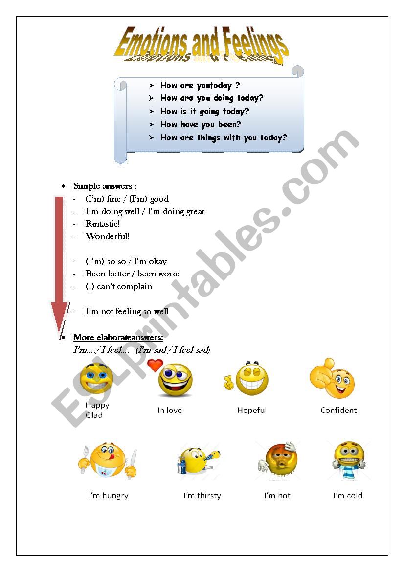 emotions and feelings worksheet