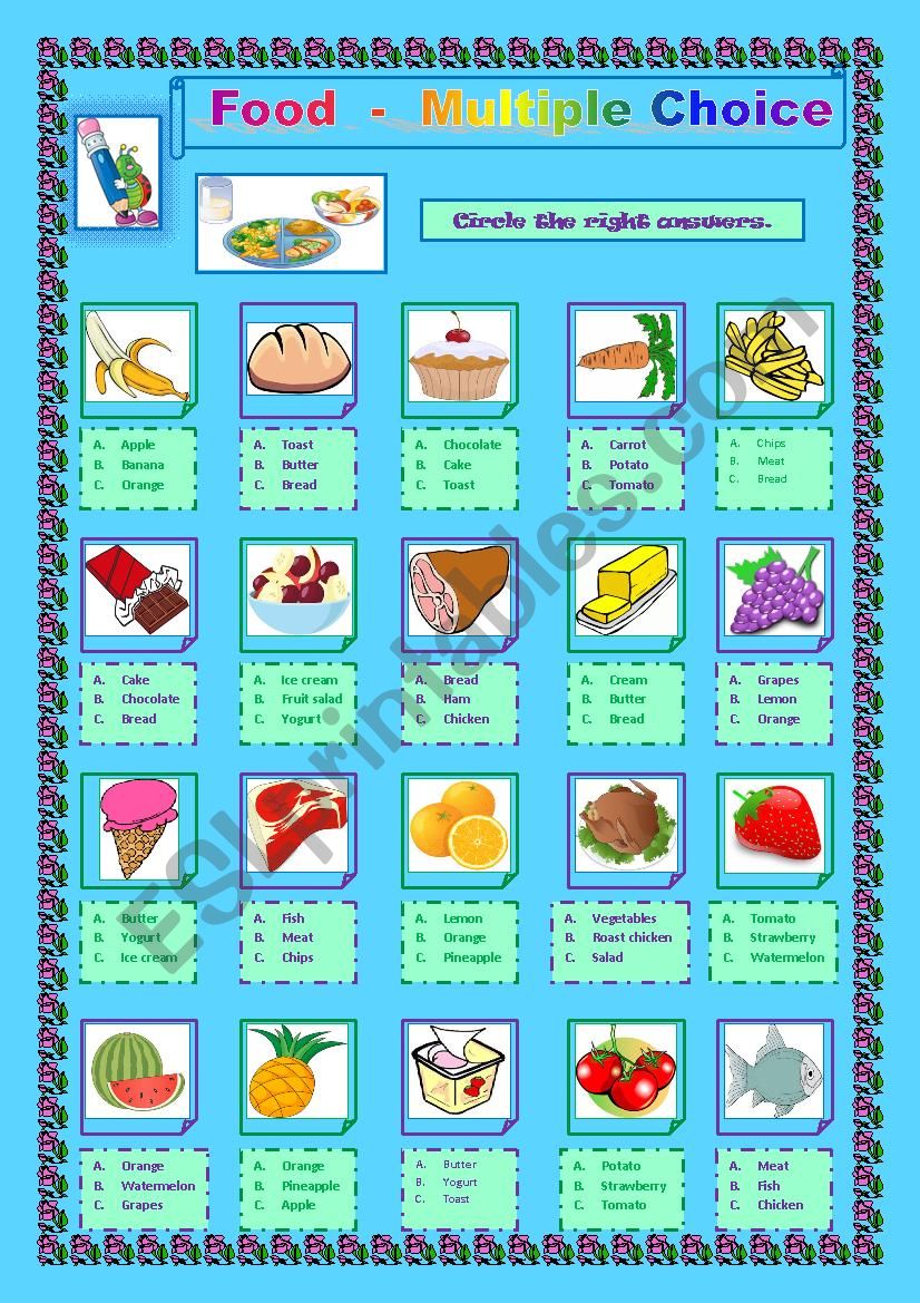 Food  -  Multiple Choice worksheet