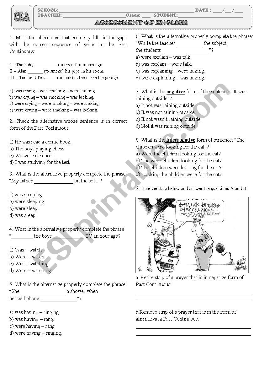 Assessment worksheet