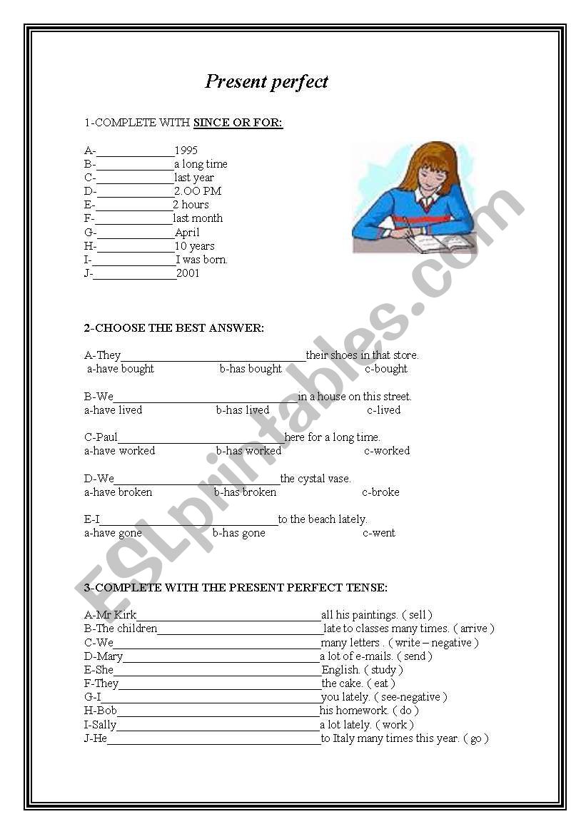 present perfect worksheet