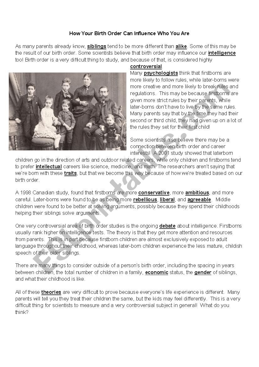 How Your Birth Order Can Influence Who You Are (reading and crossword