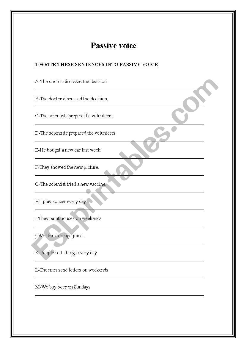 PASSIVE VOICE worksheet