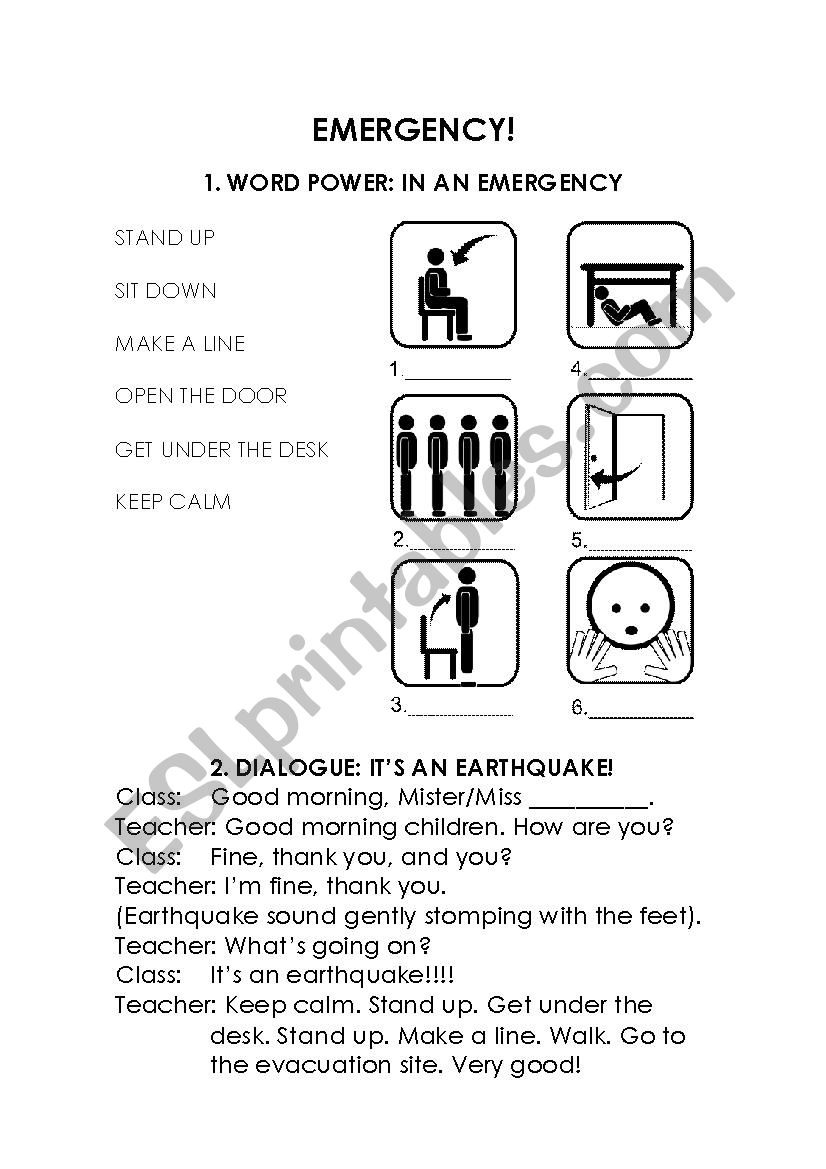 IN AN EMERGENCY (WITH VOCABULARY CUBE)