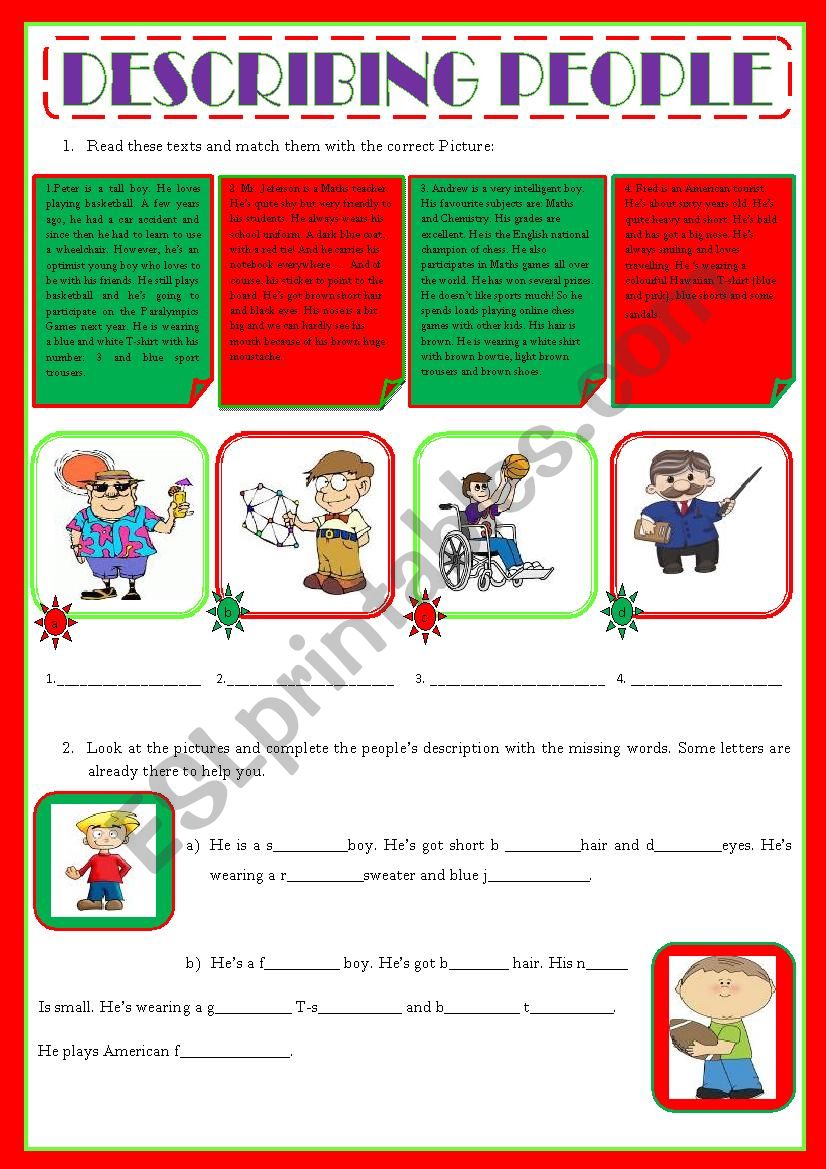 DESCRIBING PEOPLE  worksheet