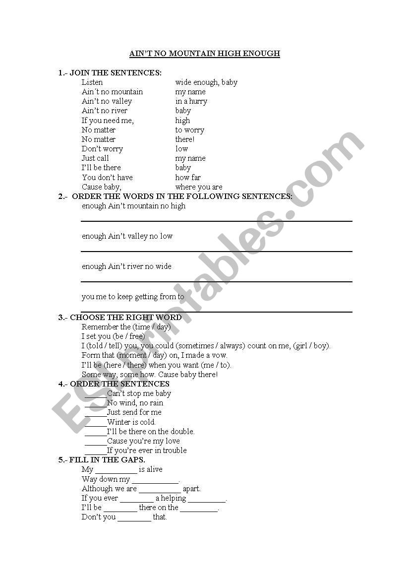 A song: AinÂ´t no mountain high enough