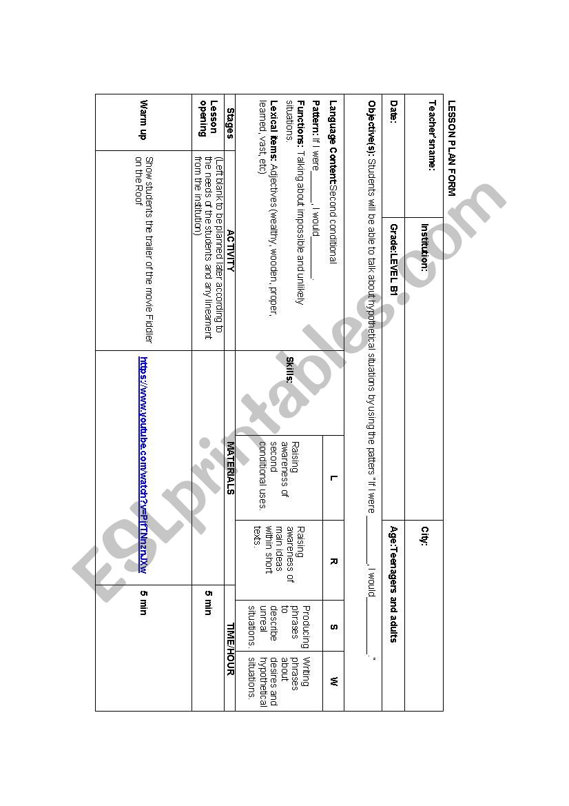 Second conditional with songs worksheet