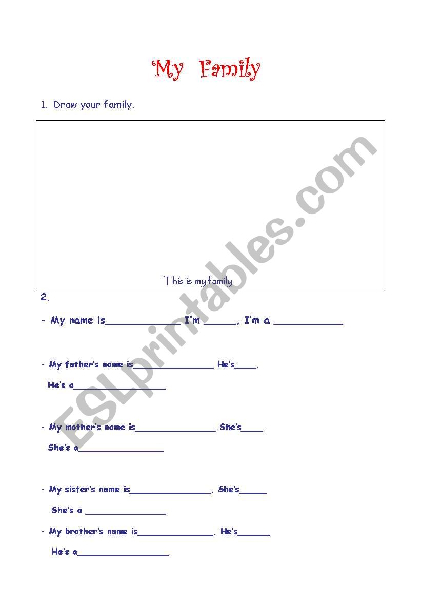 My family worksheet