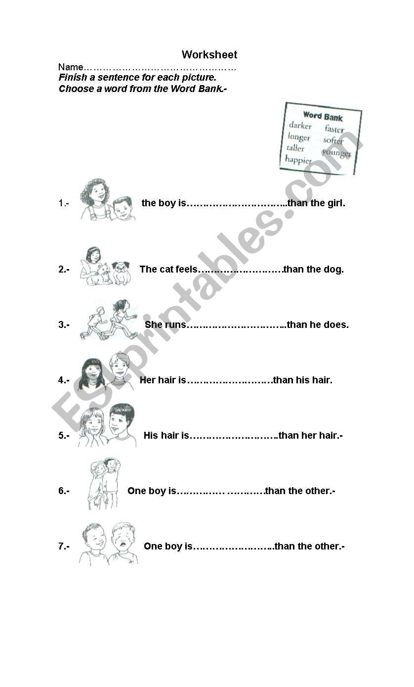 words that compare worksheet