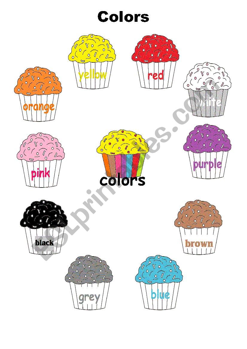 color cup cakes worksheet
