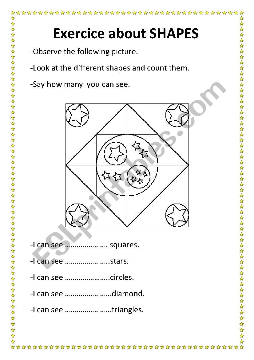 exercice about shapes worksheet