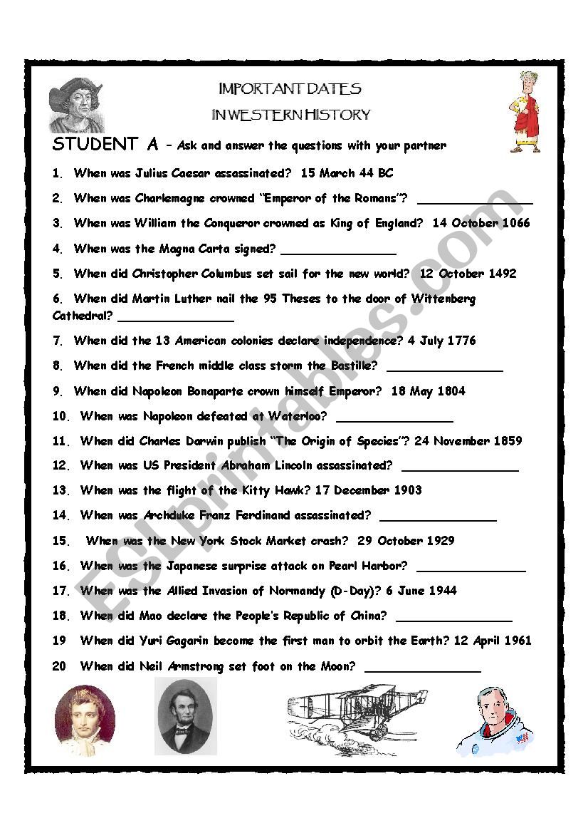 Western History Dates Gap Activity