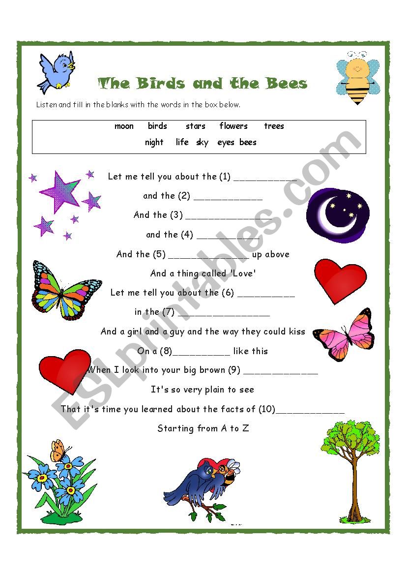 Birds and Bees Song Activity for Young Learners