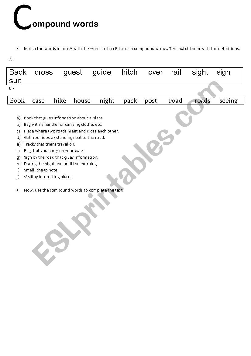 compound nouns worksheet