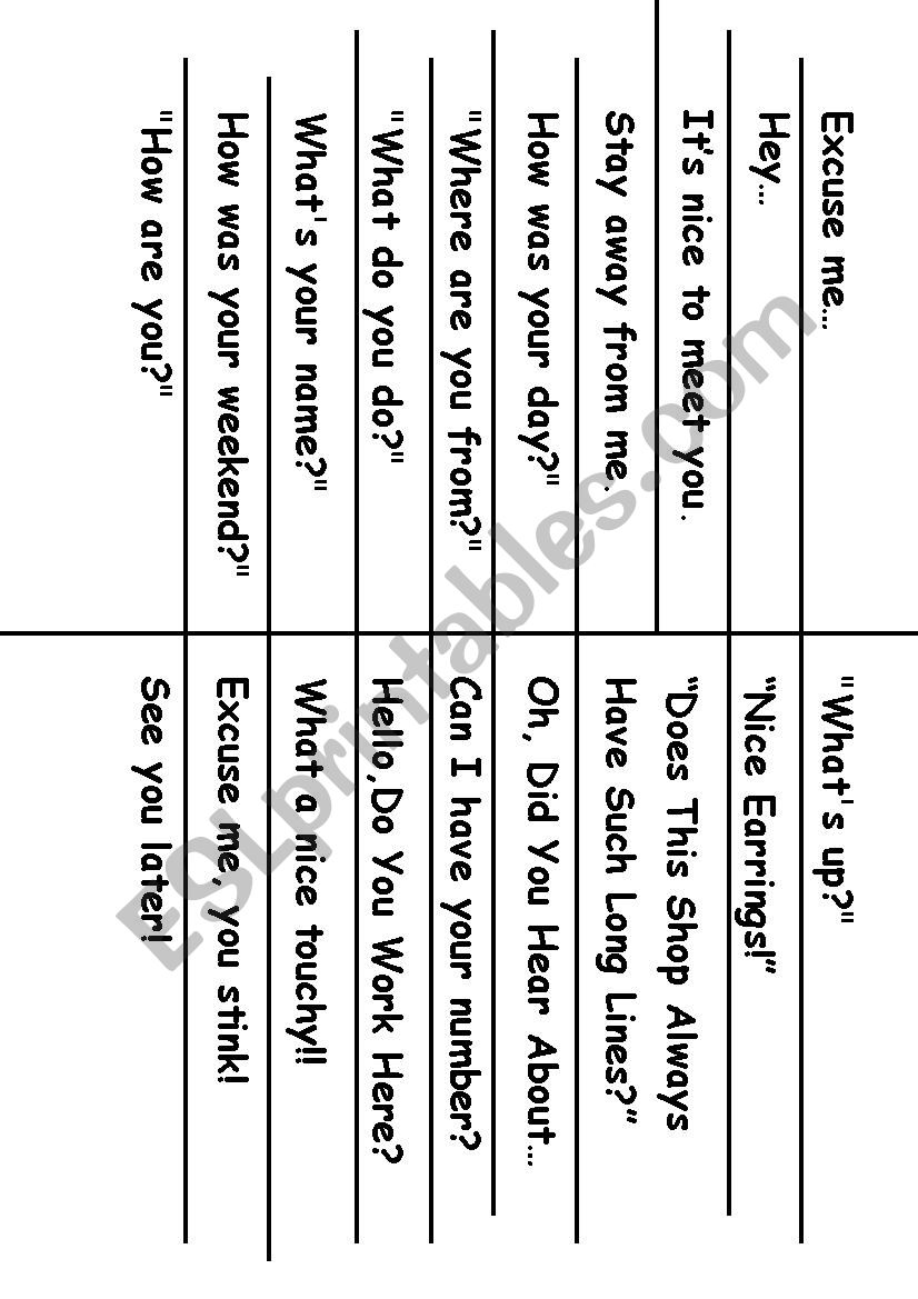 Small Talk Starters worksheet