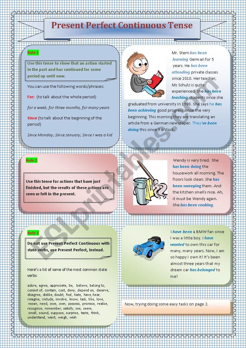 Present Perfect Continuous worksheet