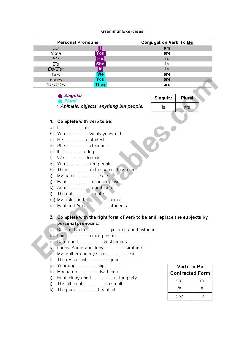 Grammar Exercises worksheet