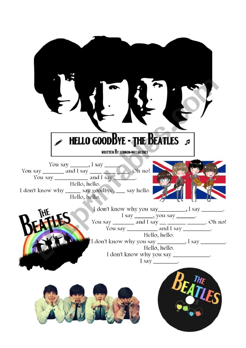 Hello Goodbye Beatles Worksheet