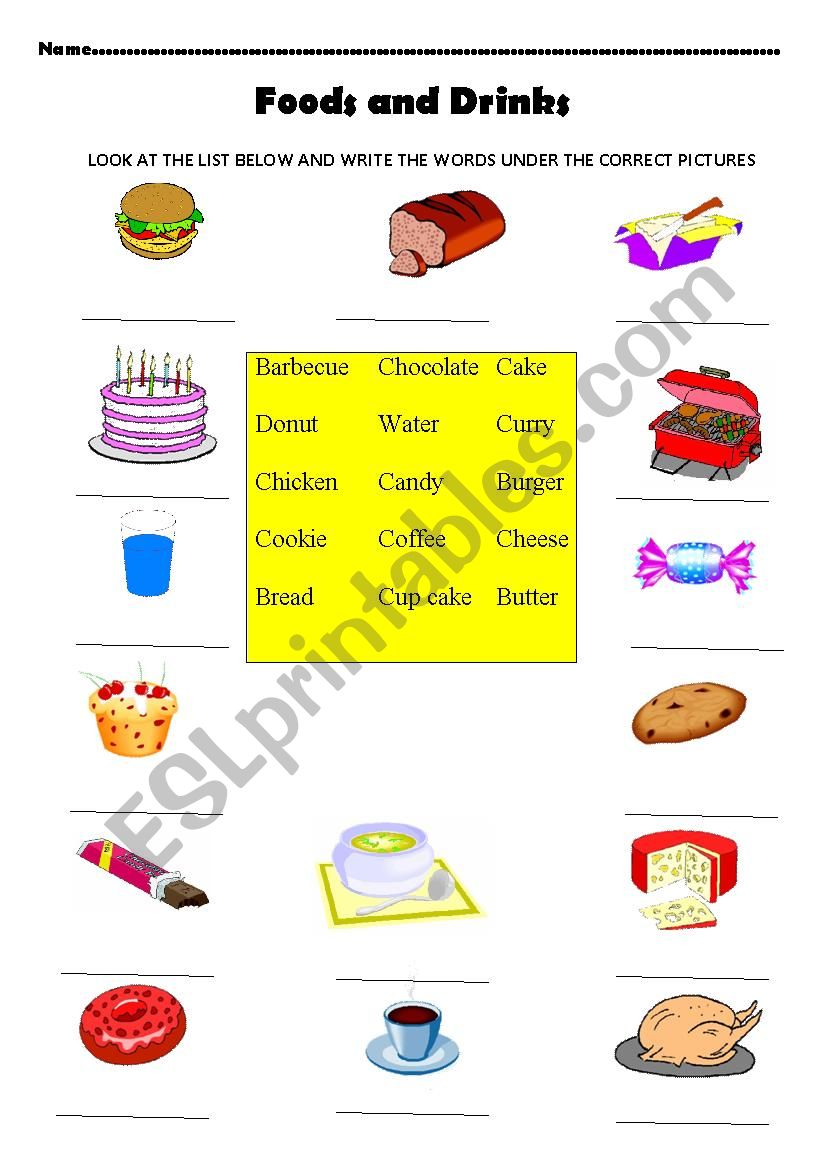 Food and Drink worksheet