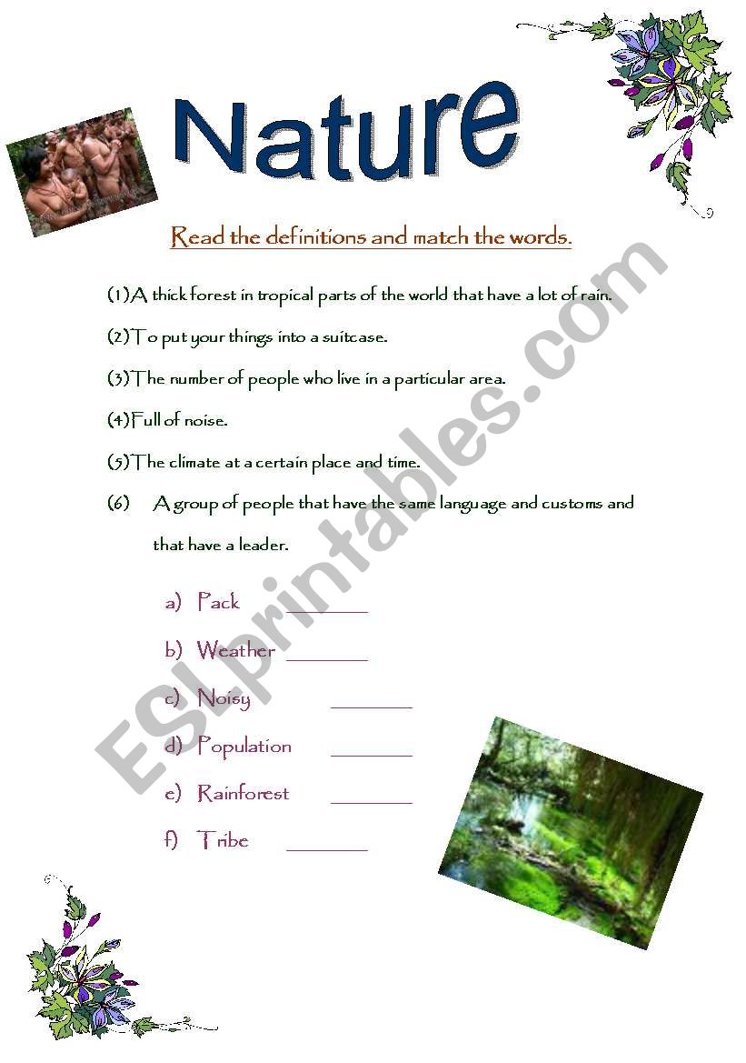 nature vocabulary worksheet