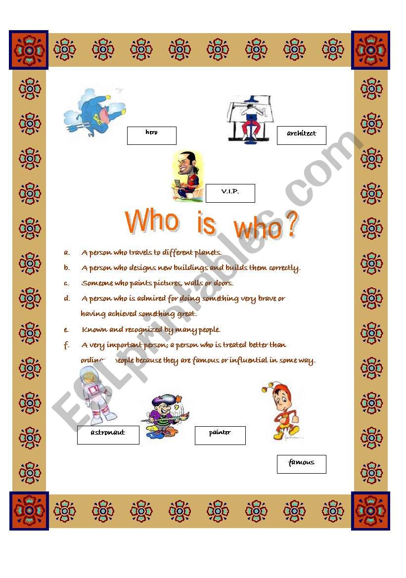 important people worksheet