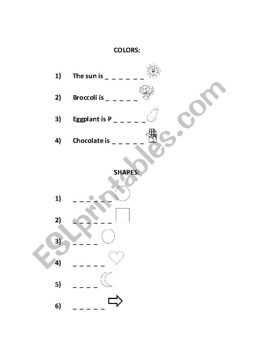 COLORS AND SHAPES worksheet