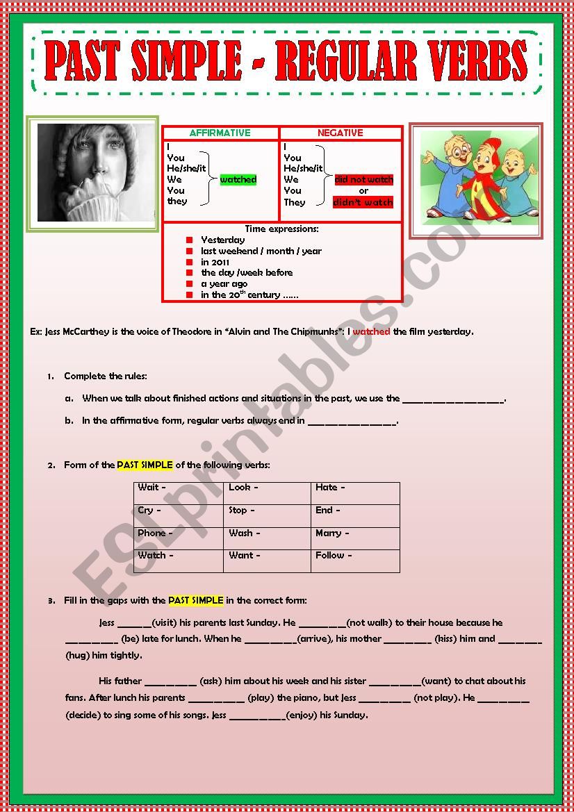 PAST SIMPLE - REGUAR VERBS worksheet