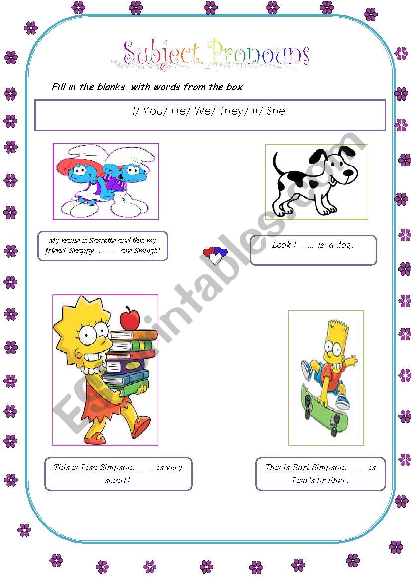 Subject Pronouns worksheet