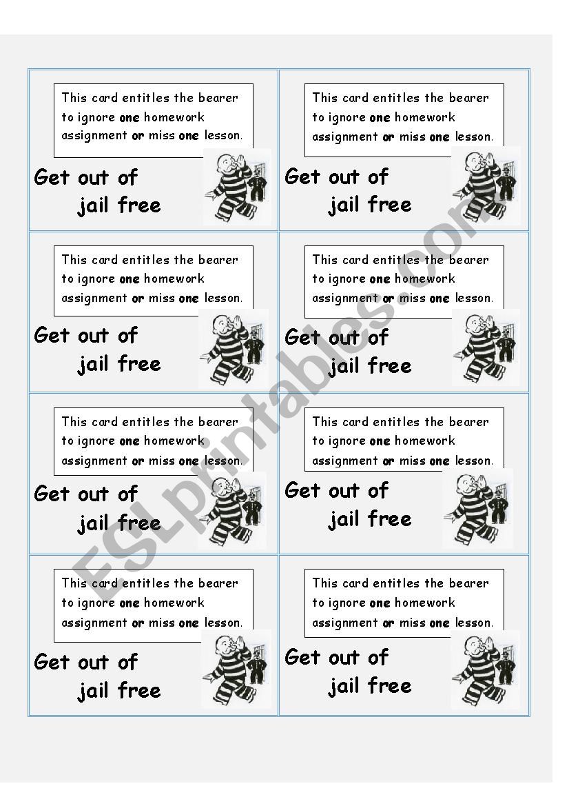 Get out of Jail worksheet