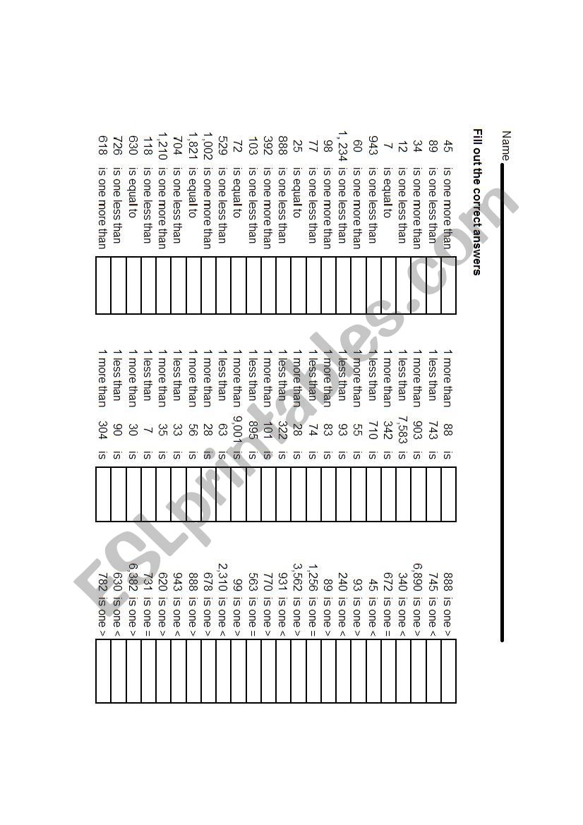 Ordering Numbers worksheet