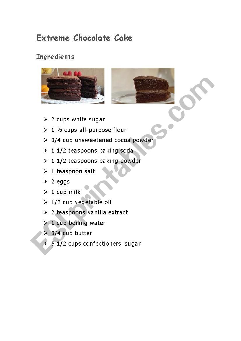 Recipe worksheet