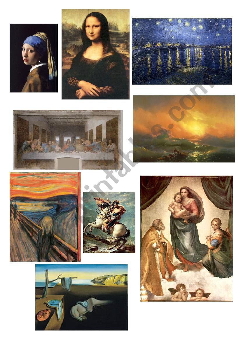 Worlds famous paintings worksheet