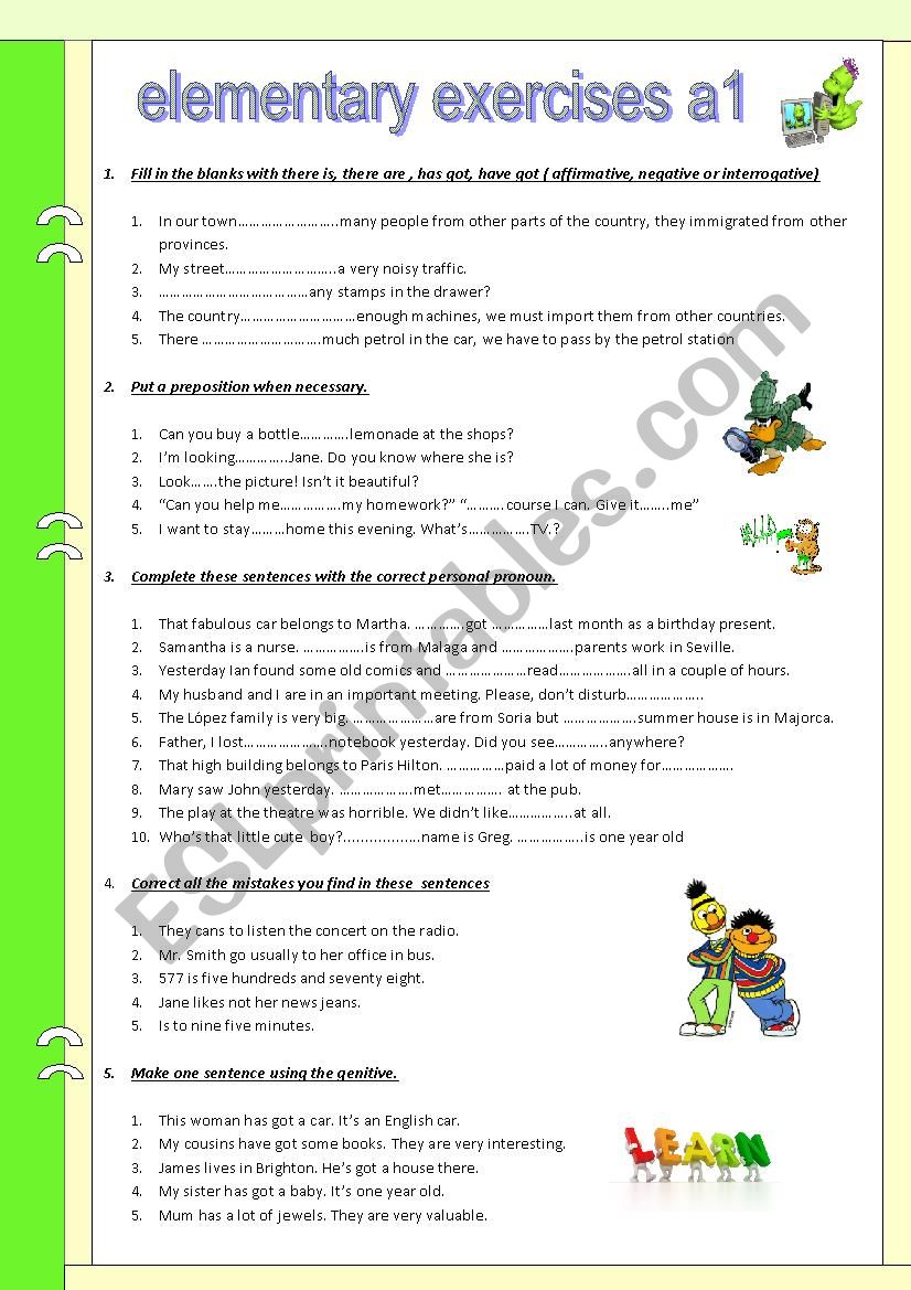 Review. Elementary exercises (A1)