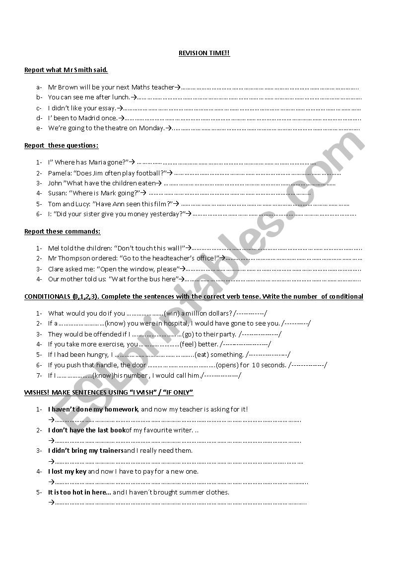 Reported Speech and Conditionals