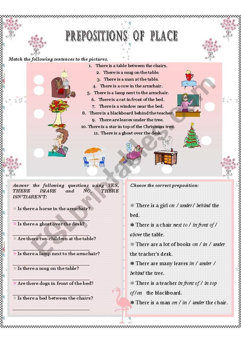 Prepositions of place worksheet