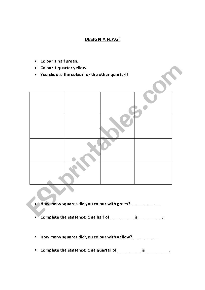 Design a flag  worksheet