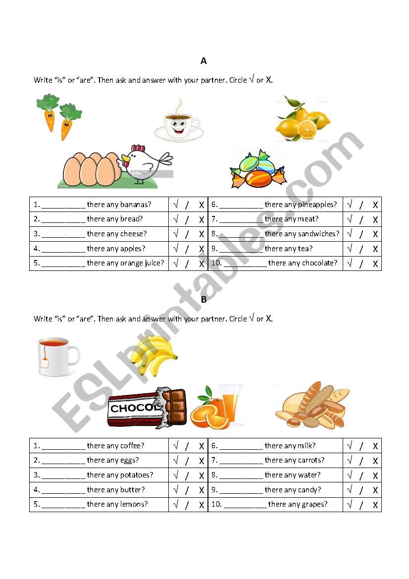 Countable / uncountable nouns worksheet