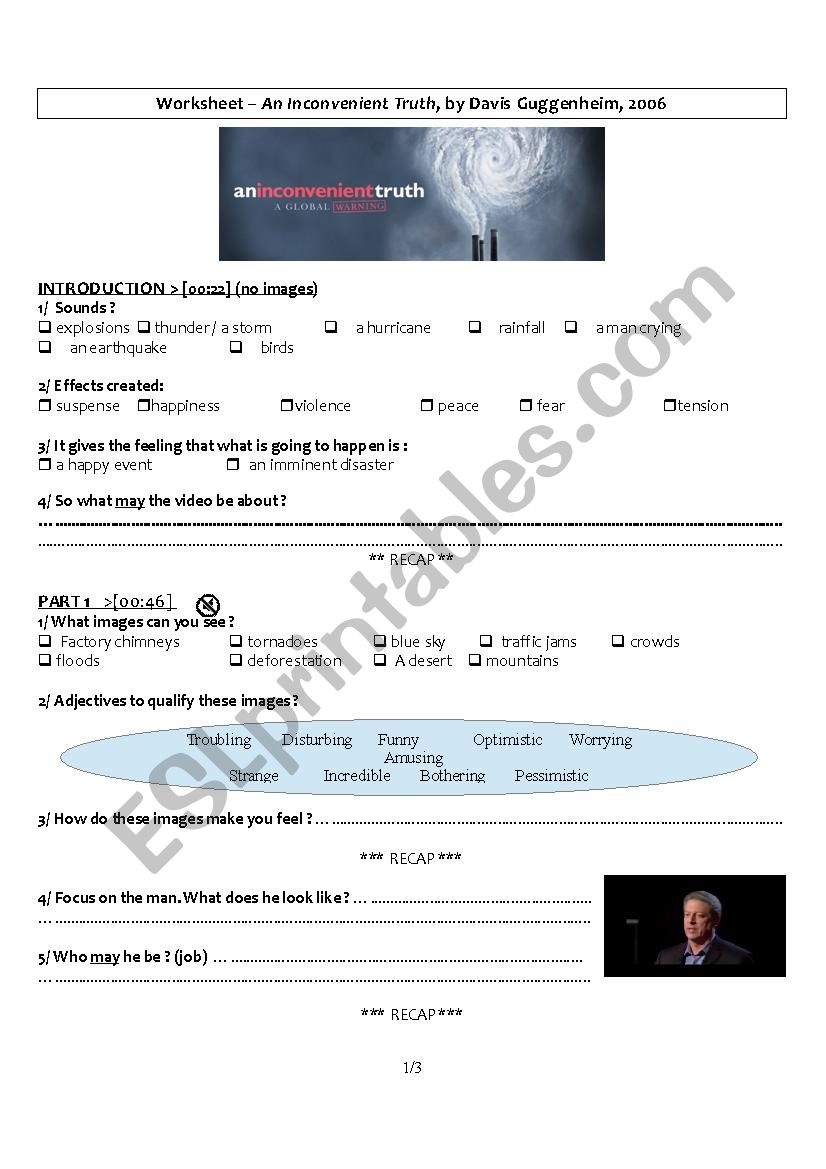 An Inconvenient Truth trailer worksheet