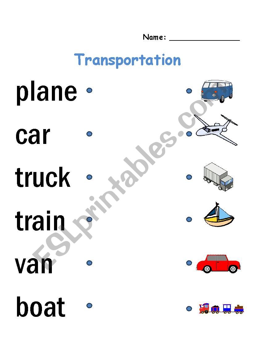 Transportation  worksheet