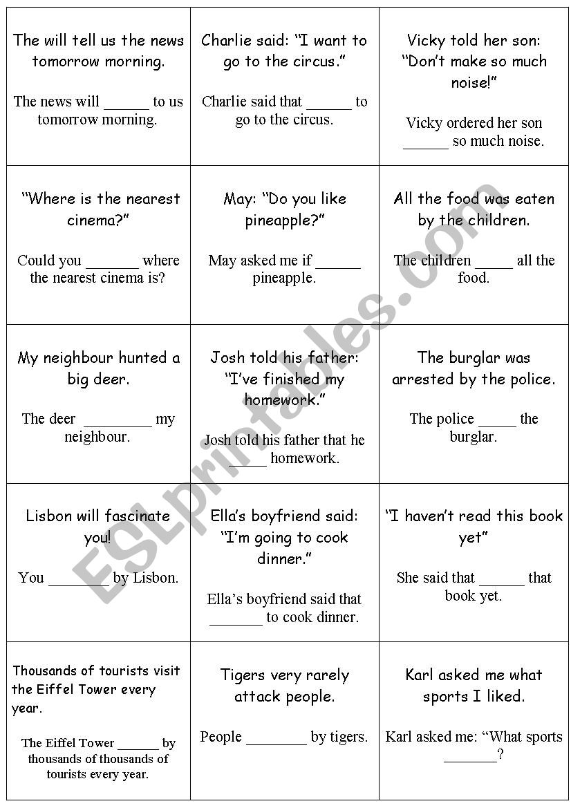 PARAPHRASING passive and reported speech