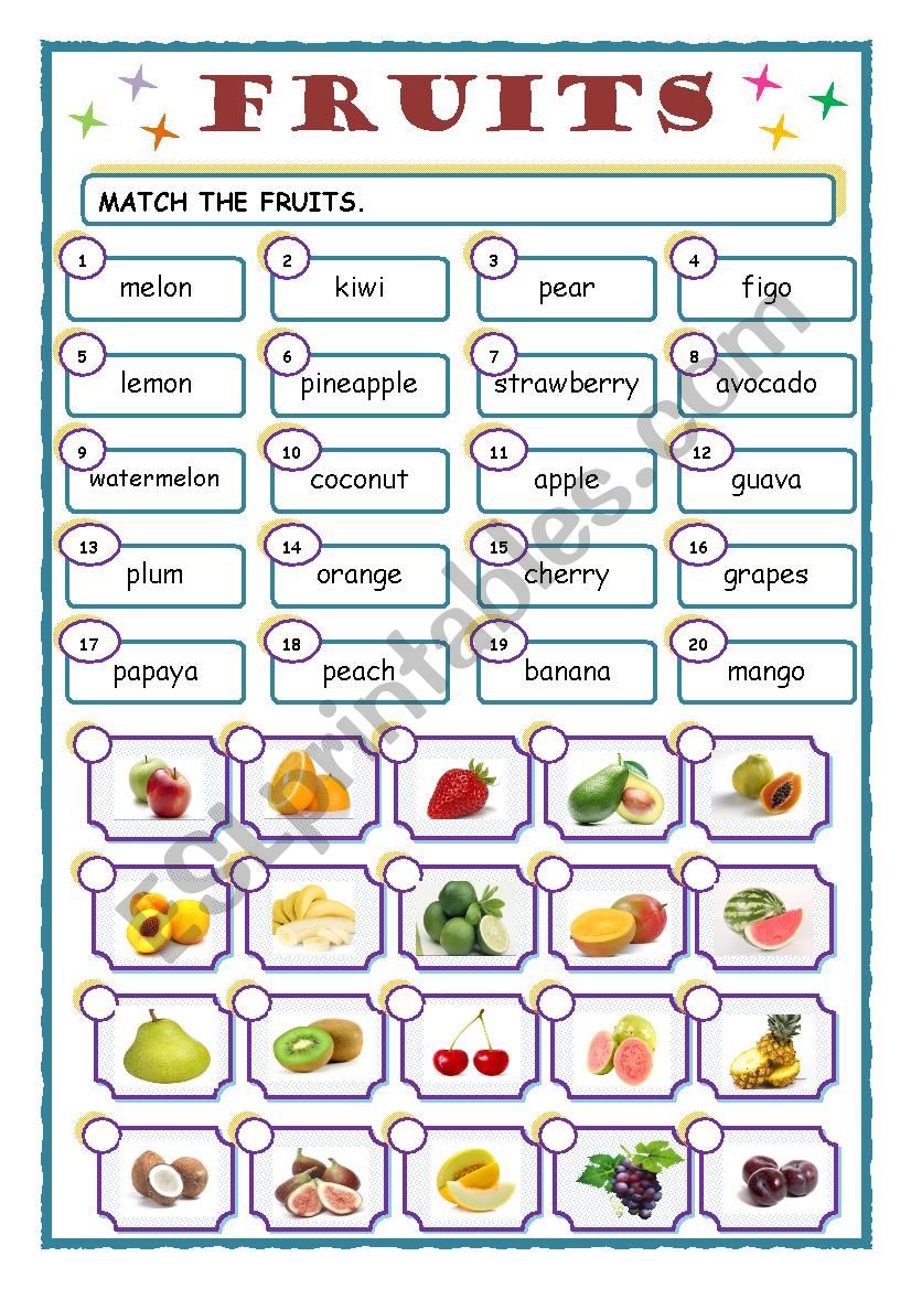 The Fruits worksheet