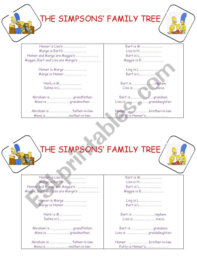 The SimpsonsÂ´s family tree - Exercice 2/3