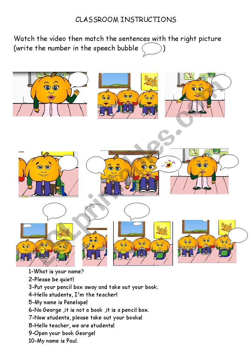 classroom instructions pumpkin video