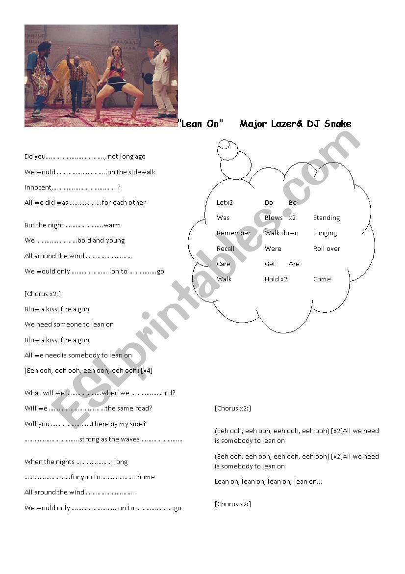 Lean On song worksheet