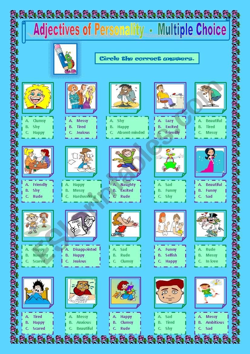 Adjectives of Personality  -  Multiple Choice