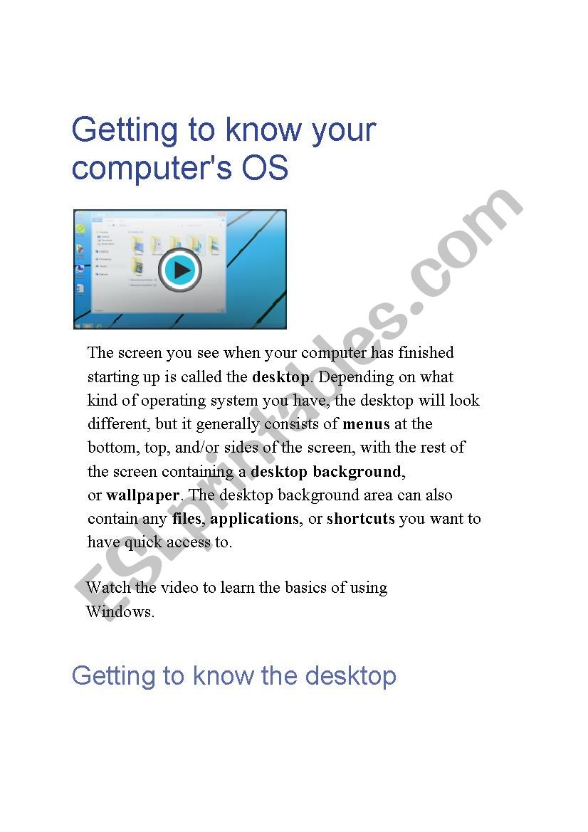 computer worksheet