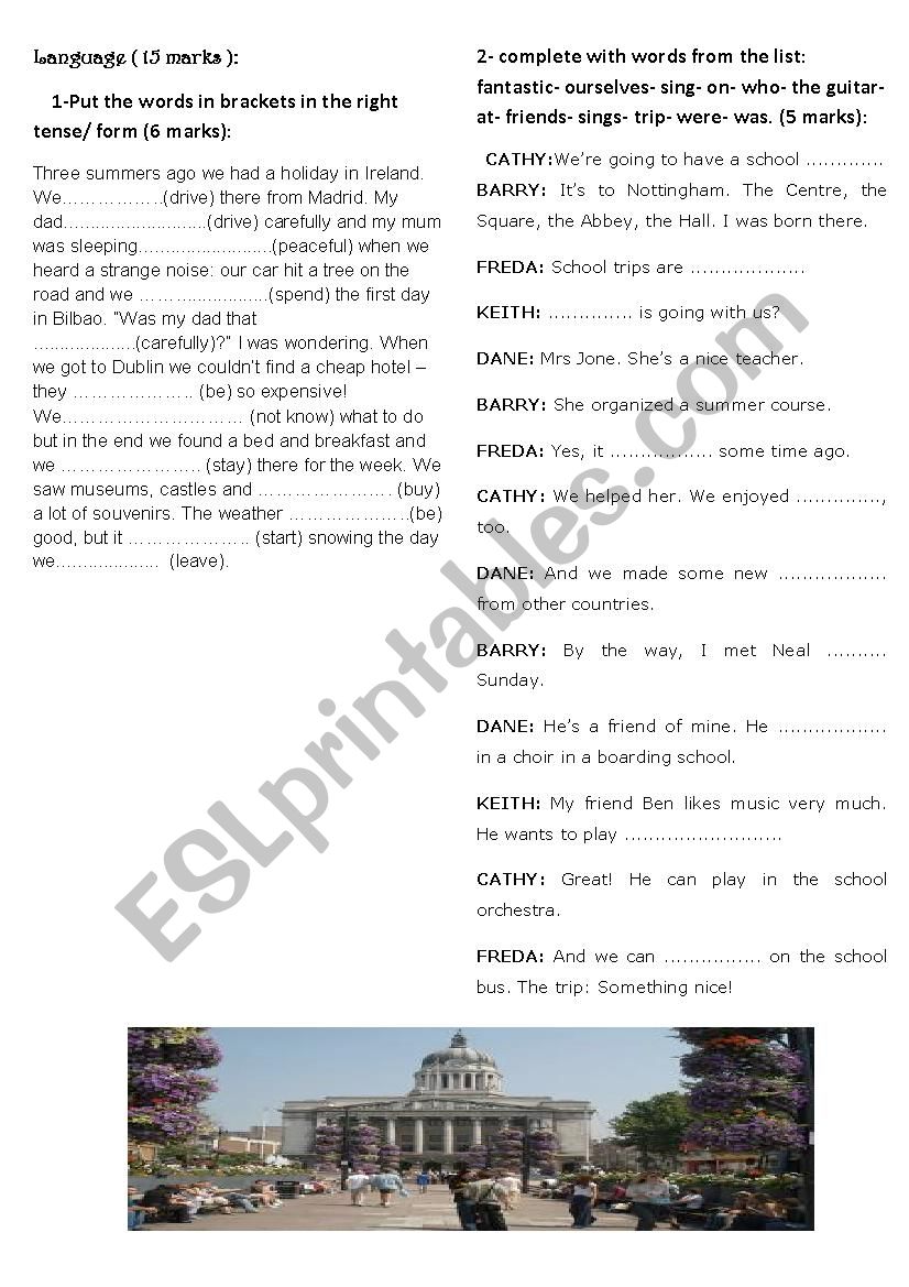 holidays and travelling worksheet