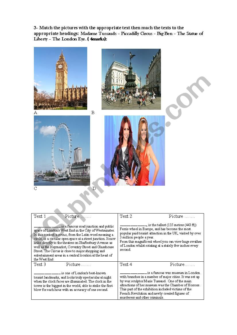 LONDON WONDERS worksheet